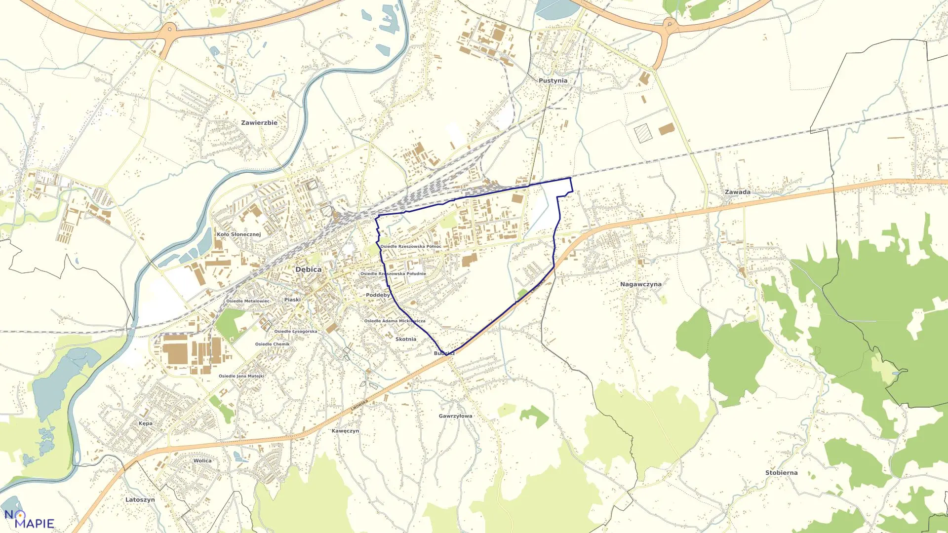 Mapa obrębu 3 w mieście Dębica